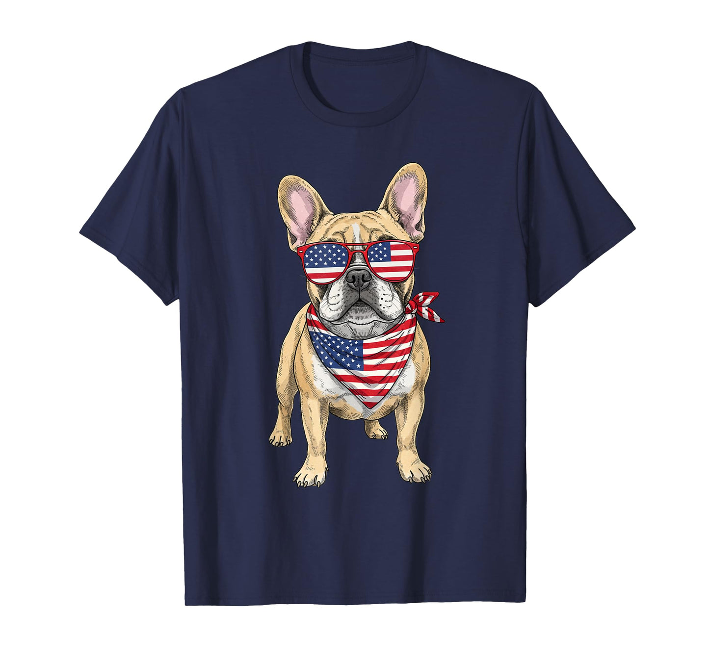 French Bulldog Frenchie USA US Flag 4th of July America Cute T-Shirt