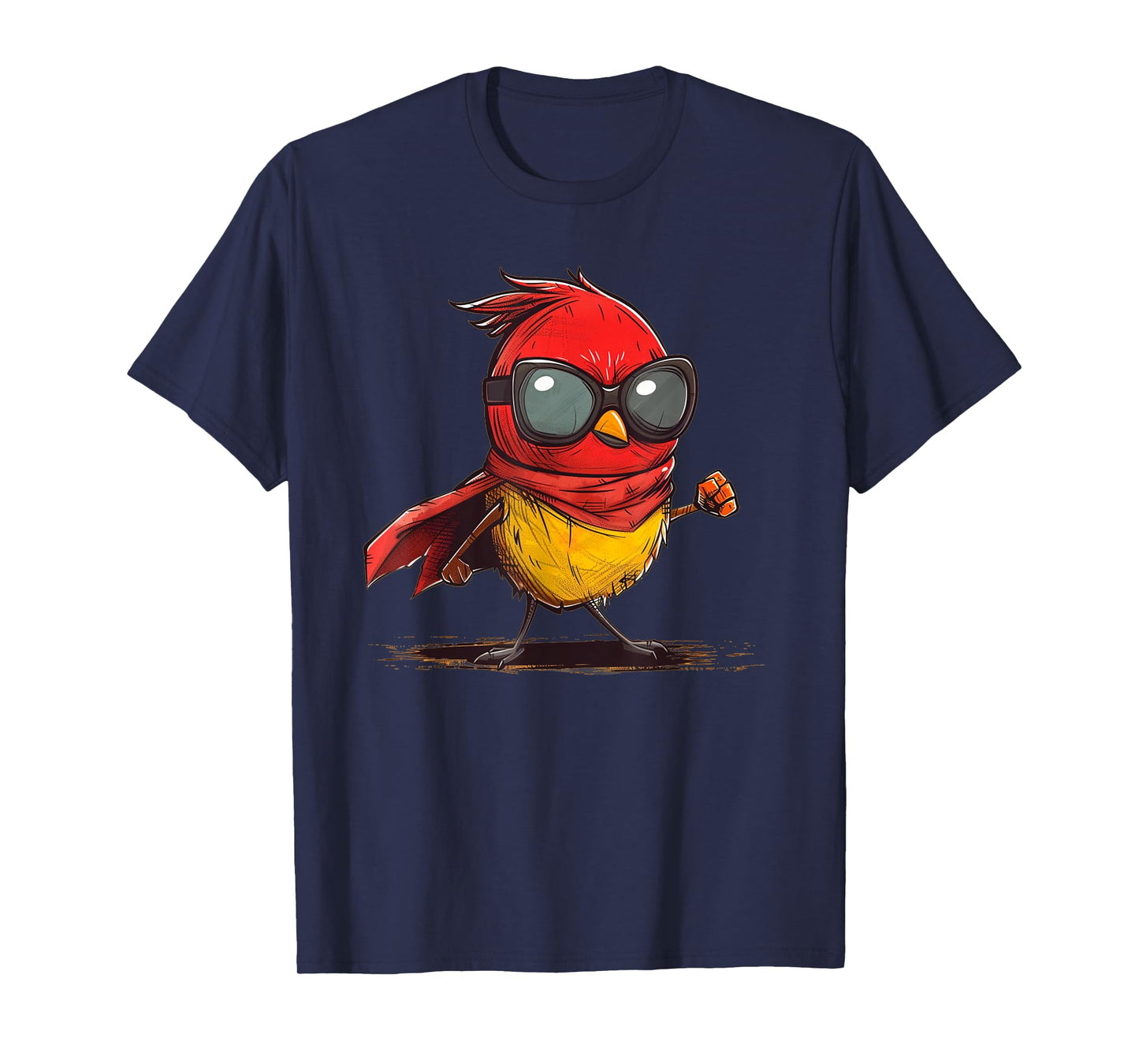 Funny Hero Bird with Cape and Sunglasses Costume T-Shirt