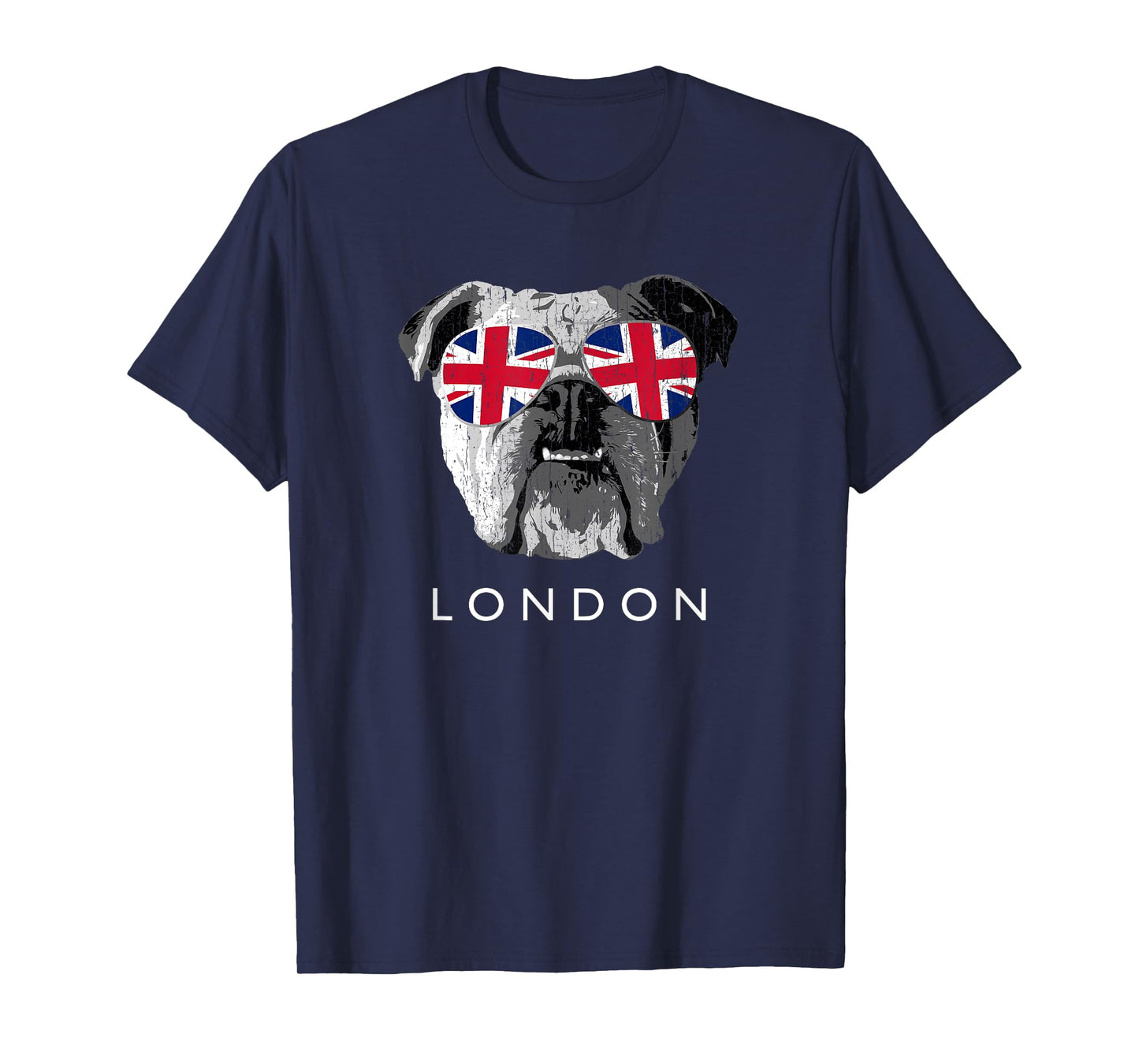 London UK English Bulldog Sunglasses Flag Souvenir T-Shirt