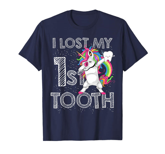 I Lost My First Tooth Baby Tooth Fairy Unicorn Dabbing T-Shirt