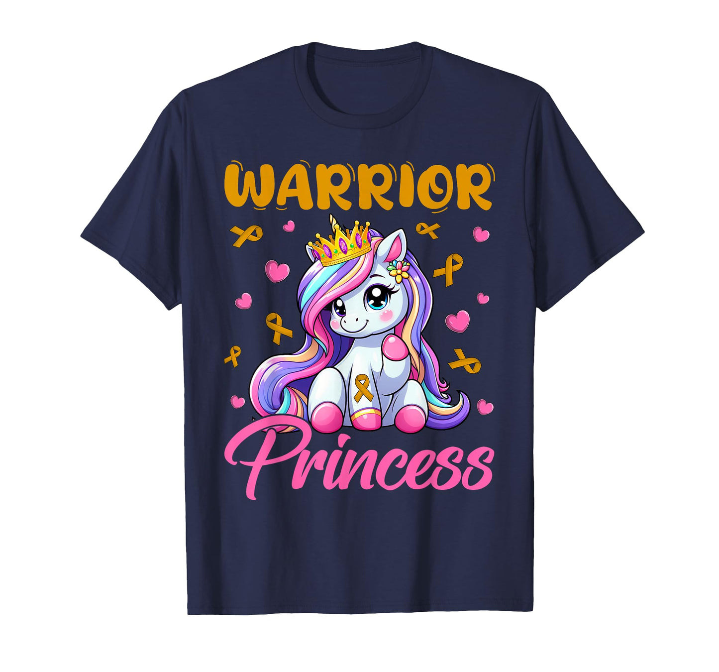 Childhood Cancer Awareness Warrior Princess Unicorn Girls T-Shirt