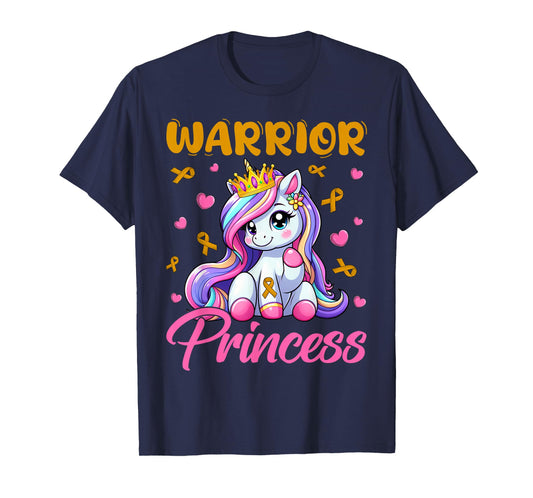 Childhood Cancer Awareness Warrior Princess Unicorn Girls T-Shirt