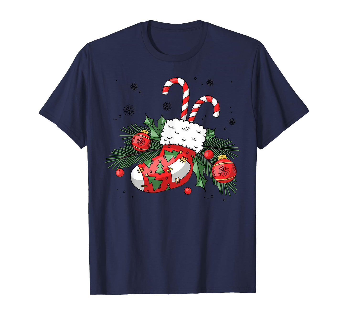 Funny Retro Merry Christmas Stocking Candy Cane Xmas Holiday T-Shirt