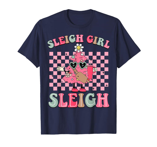 Sleigh Girl Sleigh Pink Christmas Tree Cake Belt Bag Xmas T-Shirt
