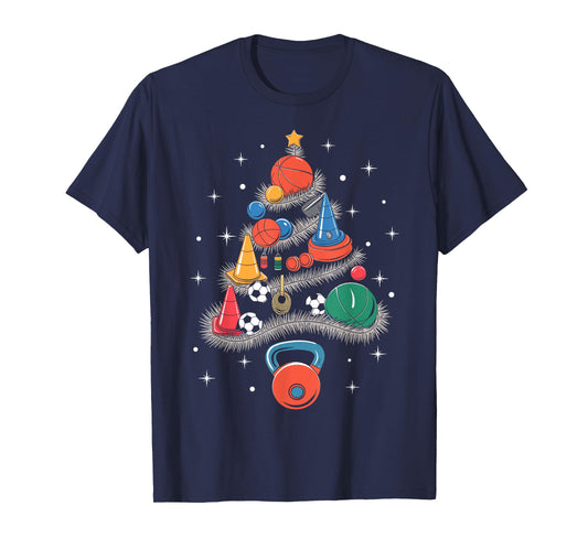 PE Teacher Xmas Physical Education Teacher Christmas Tree T-Shirt