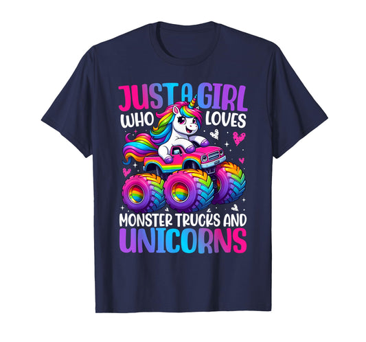 Just a Girl Who Loves Monster Trucks And Unicorns Toddler T-Shirt