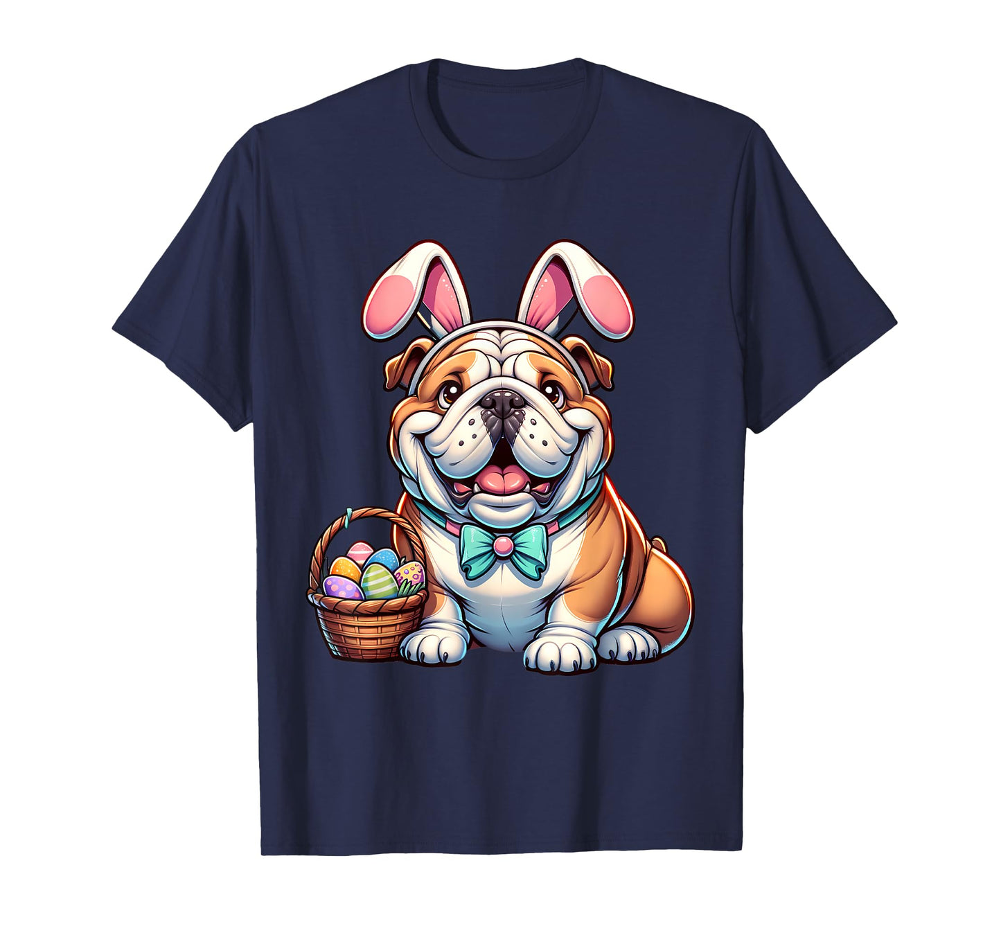 Easter English Bulldog Bunny Ears Eggs T-Shirt