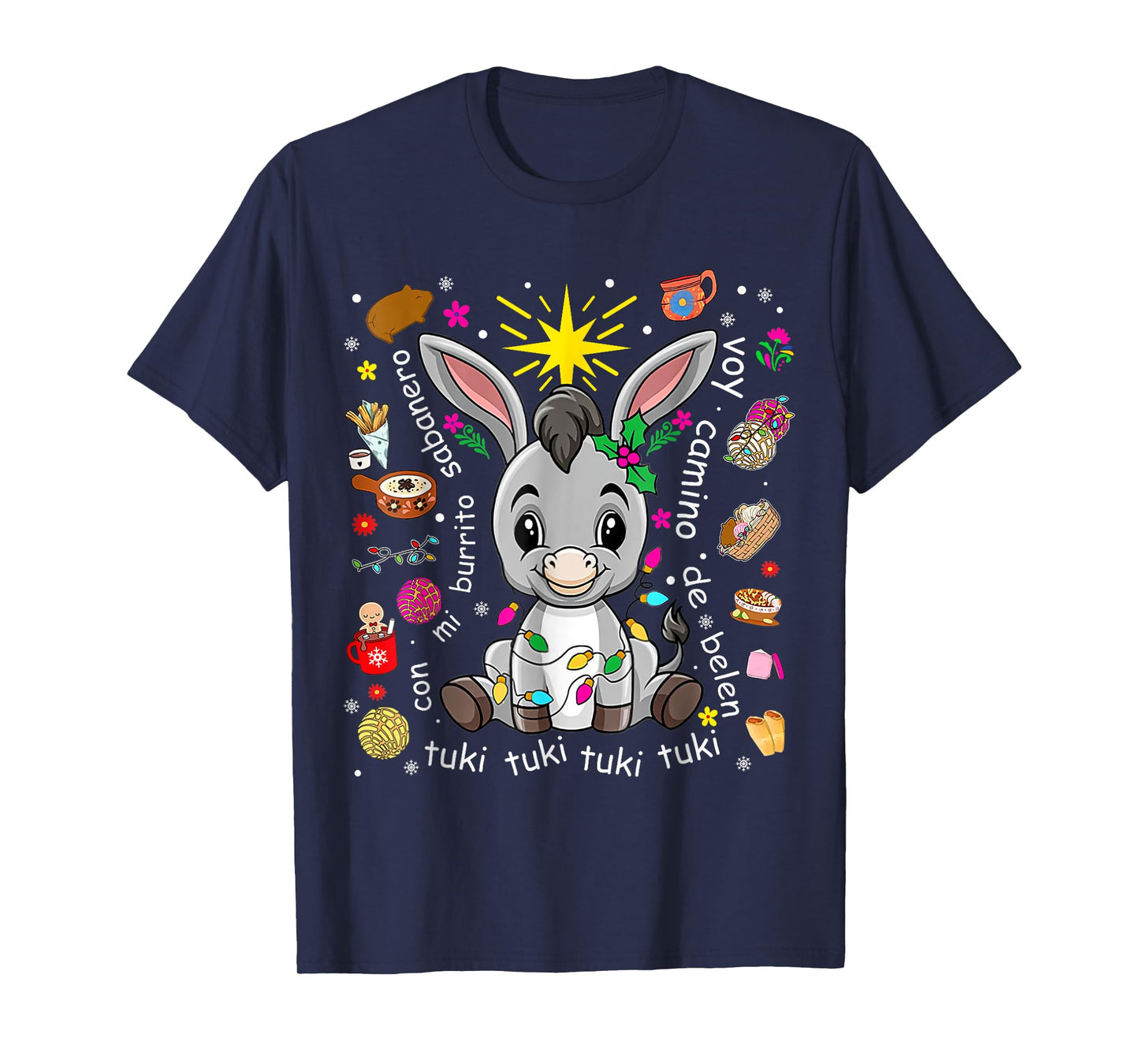 Mi Burrito Sabanero Mexican Christmas Donkey Spanish Xmas T-Shirt