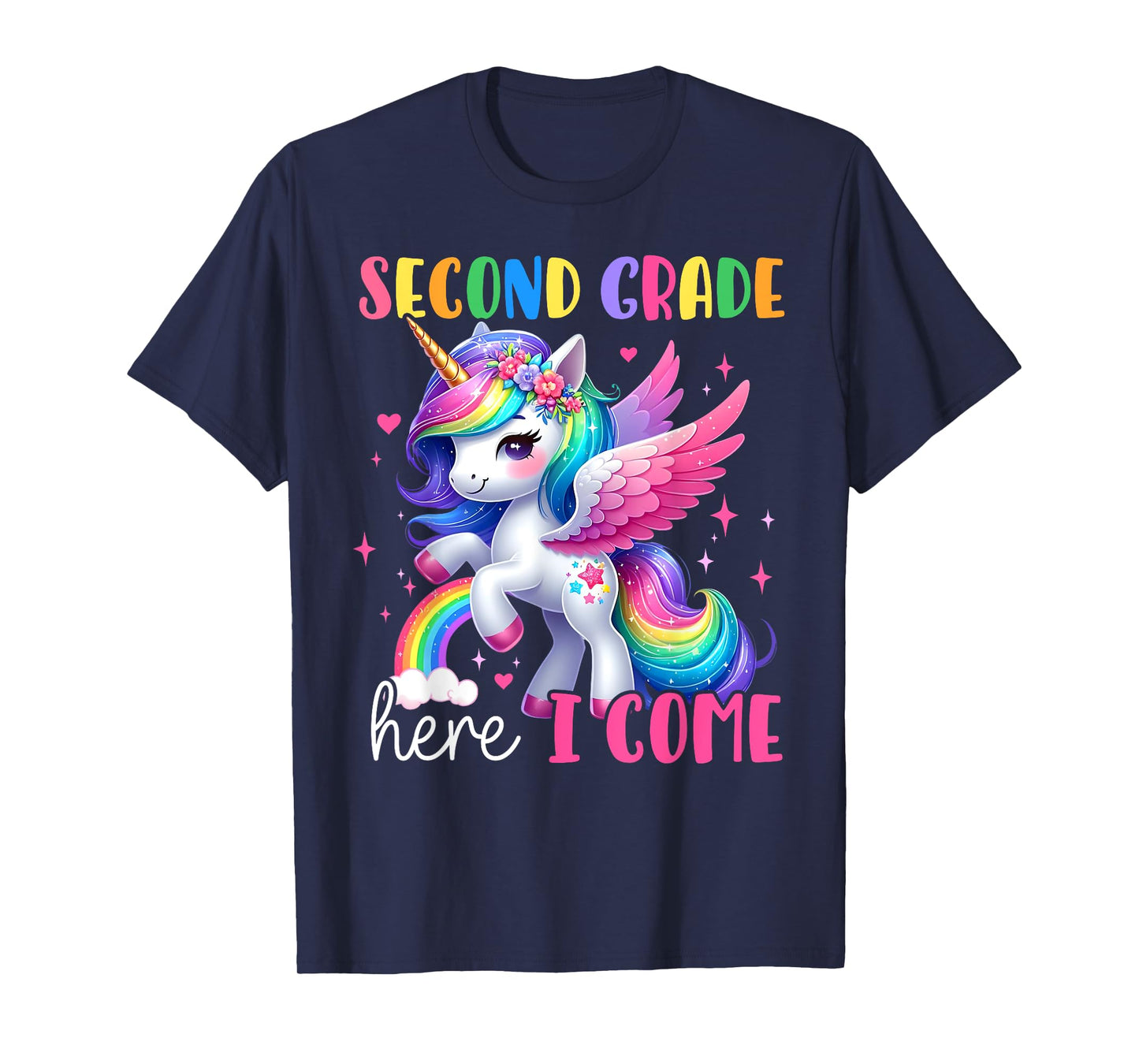 Second Grade Here I Come Unicorn Girls Kids Back To School T-Shirt