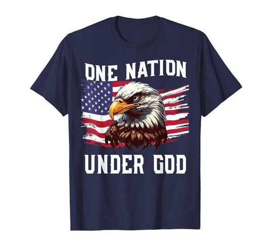 Men's One Nation Under God Bald Eagle Patriotic 4th July USA T-Shirt
