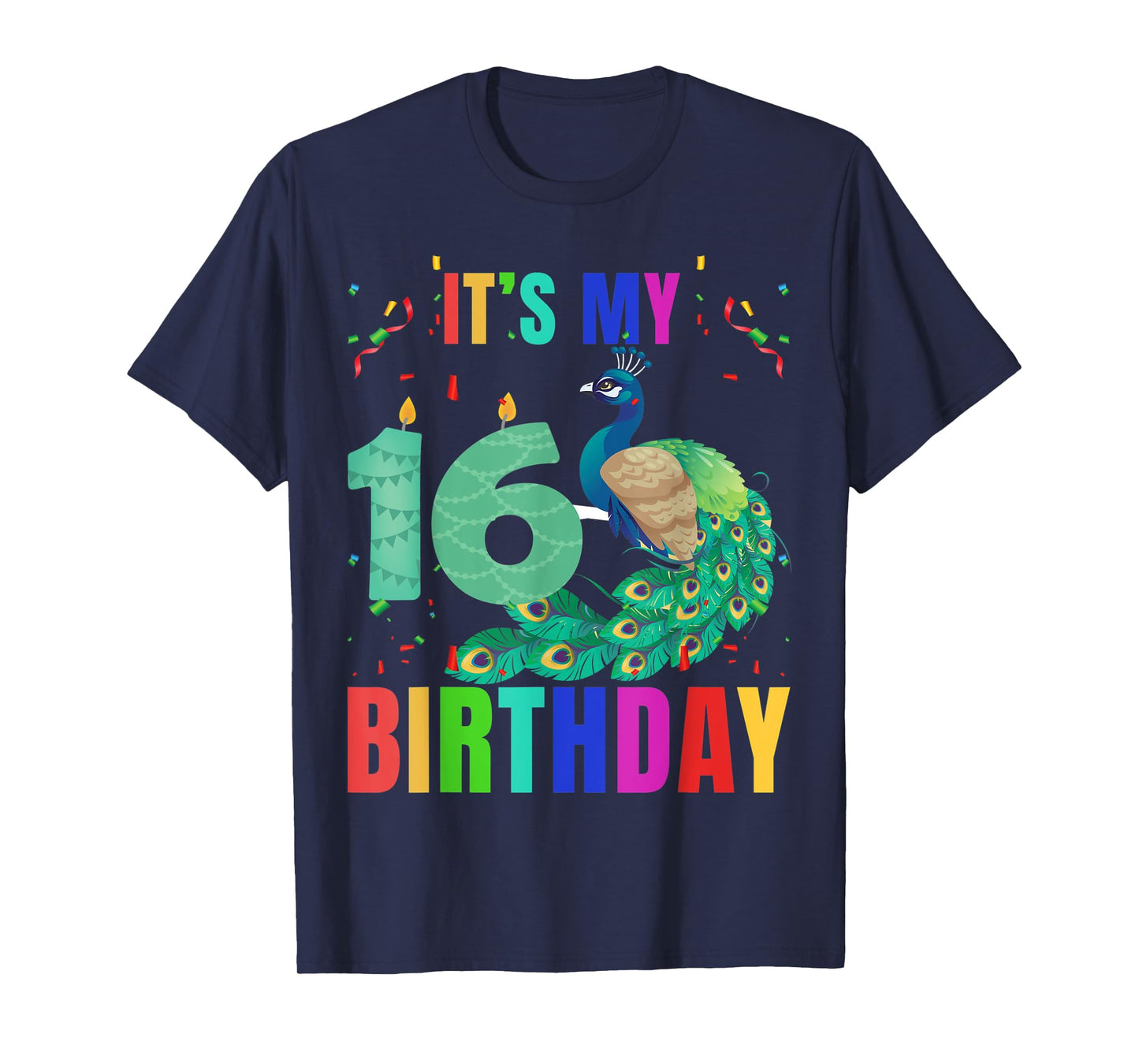 Peacock 16th Birthday Funny Cute Birds Animal Lover Graphic T-Shirt