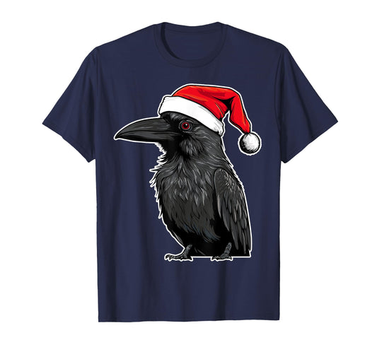 Crow Wearing Santa Hat Xmas Crow Birds Lover Christmas T-Shirt