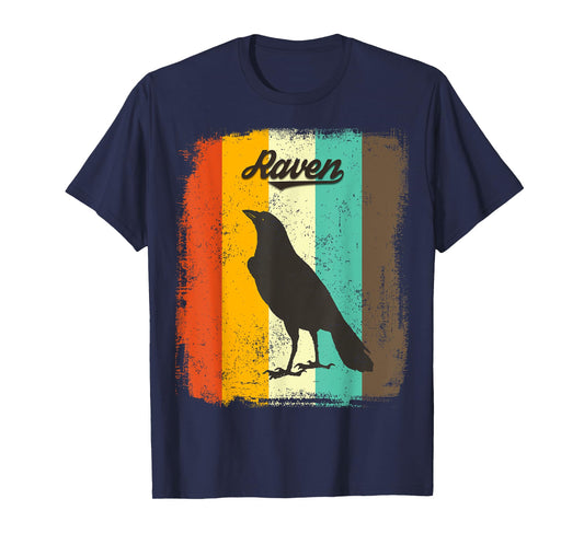 Raven Retro 70s Vintage Bird Lover Art T-Shirt