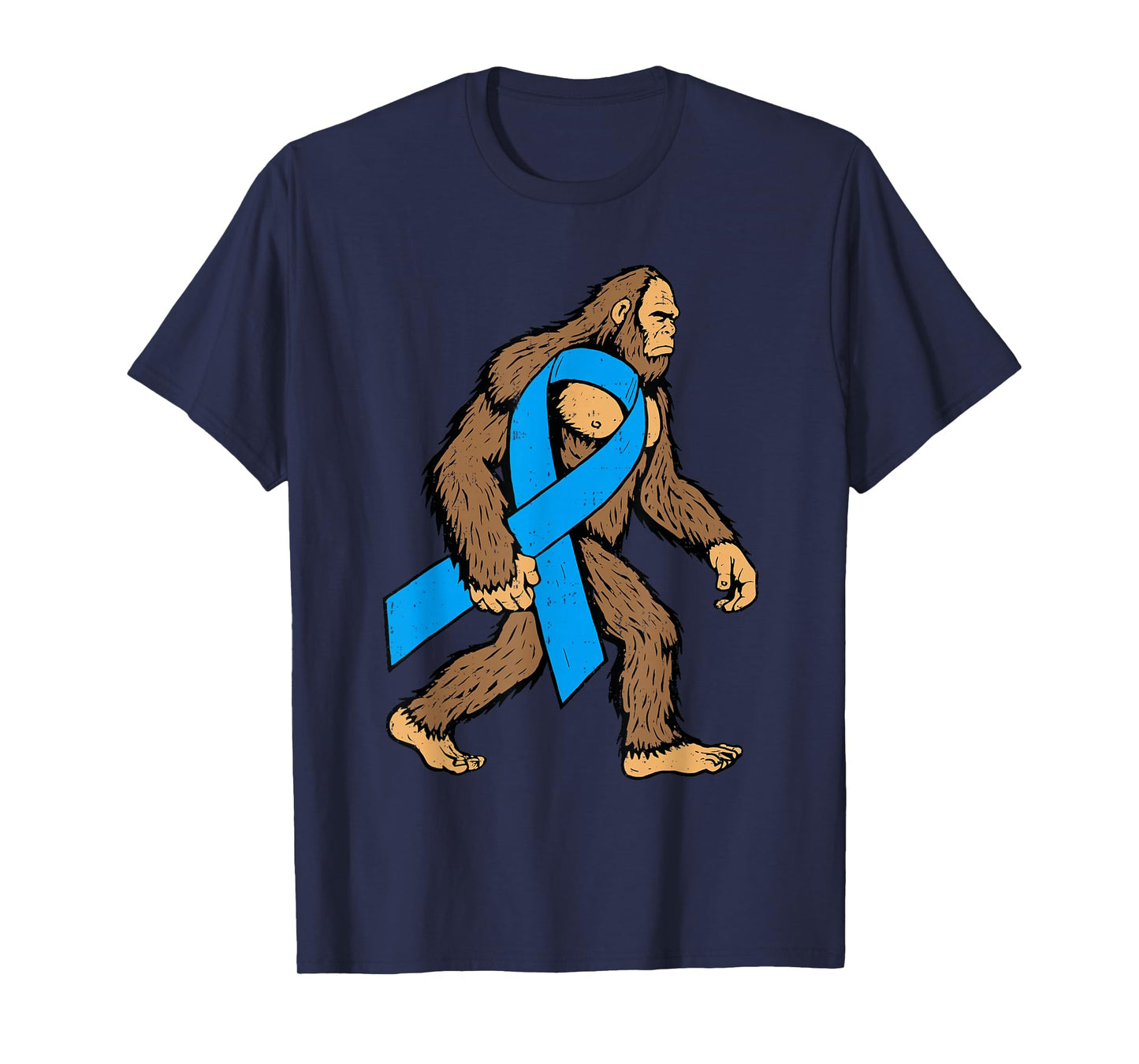 Prostate Cancer Awareness Bigfoot Ribbon Light Blue Men Boy T-Shirt
