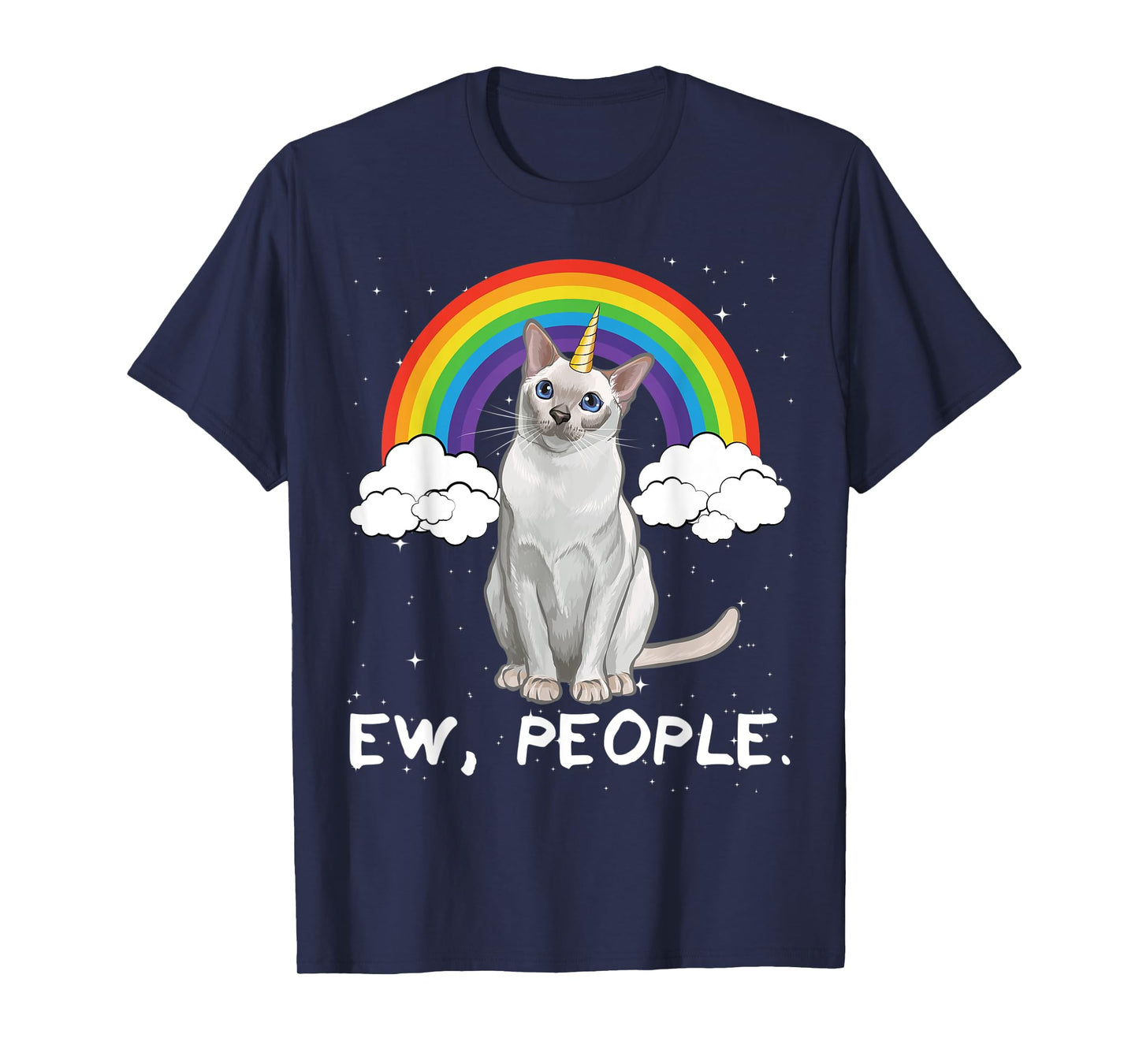 Rainbow Tonkinese Ew People Unicorn Cat T-Shirt for Men Women Kids