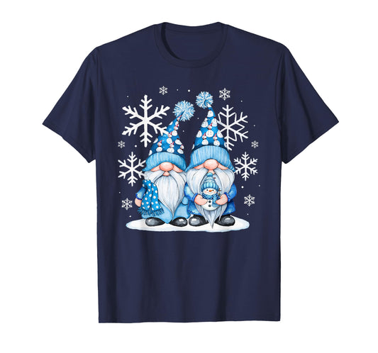 Funny Snowman Gnomies With Snowflakes Cute Gnome Christmas T-Shirt