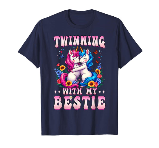 Twinning With My Bestie Unicorn Friends Spirit Week Girls T-Shirt