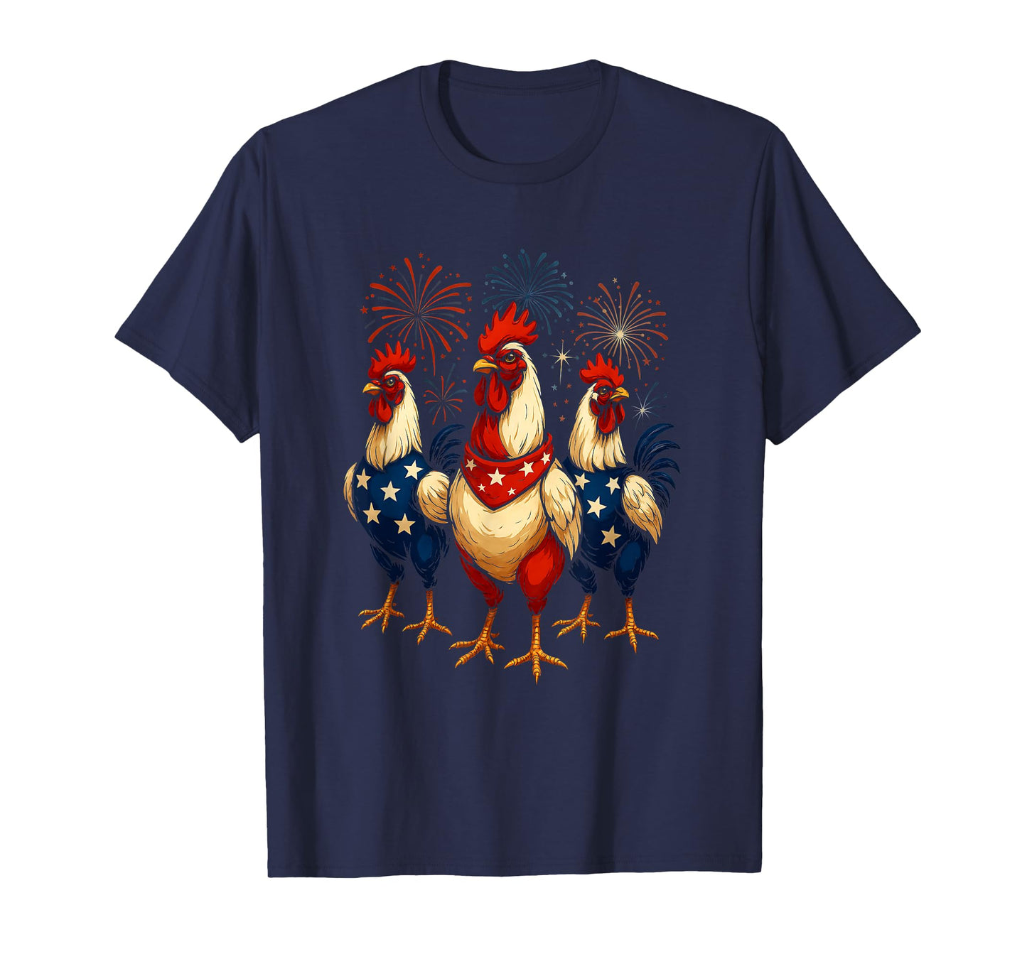 Funny Patriotic Chickens USA Flag 4th of July Chicken Lover T-Shirt