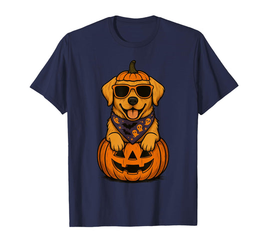 Spooky Yellow Labrador Retriever Pumpkin Halloween Dog Lover T-Shirt