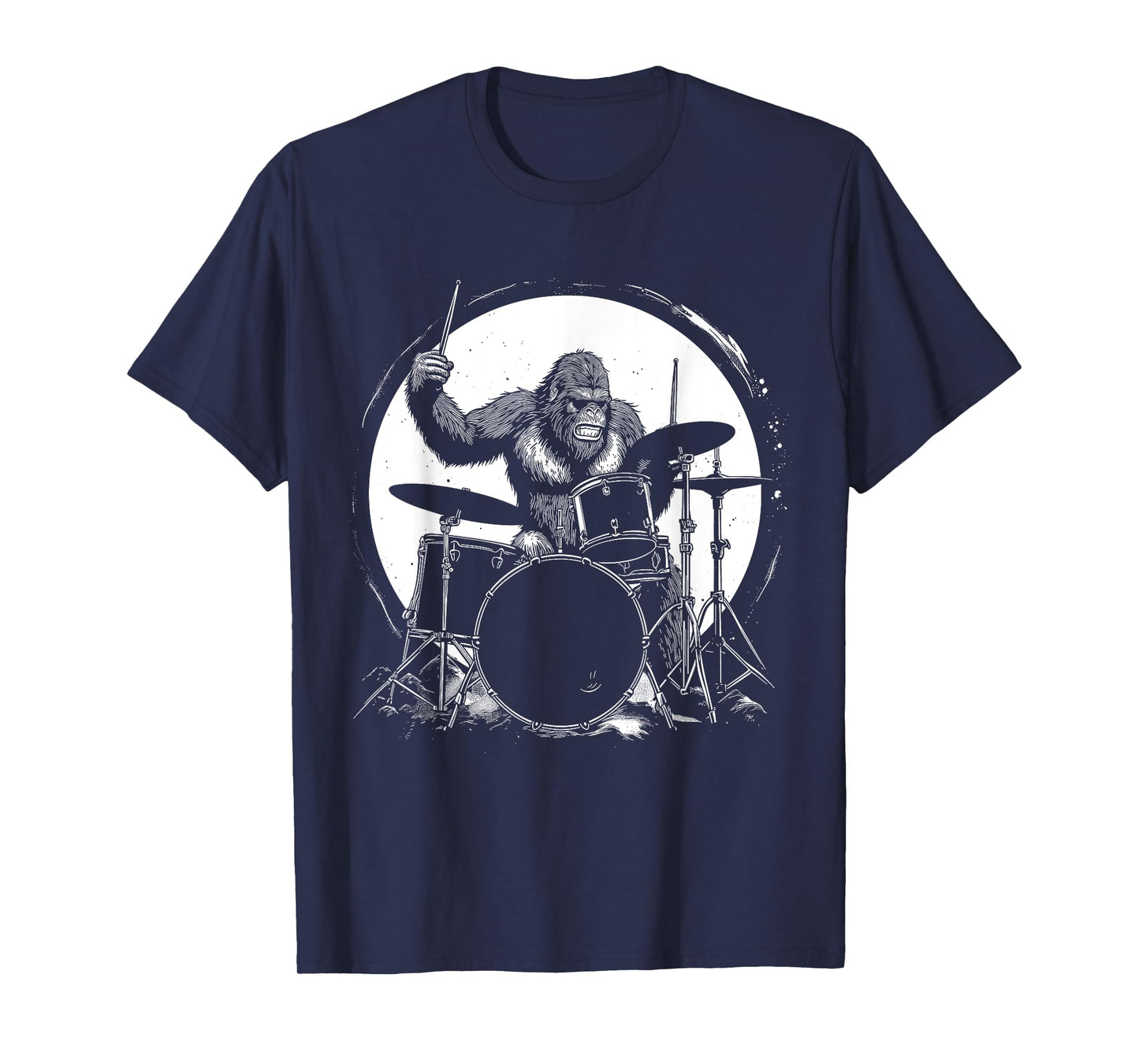 Drummer Bigfoot Playing Drums Funny Sasquatch Drumming T-Shirt
