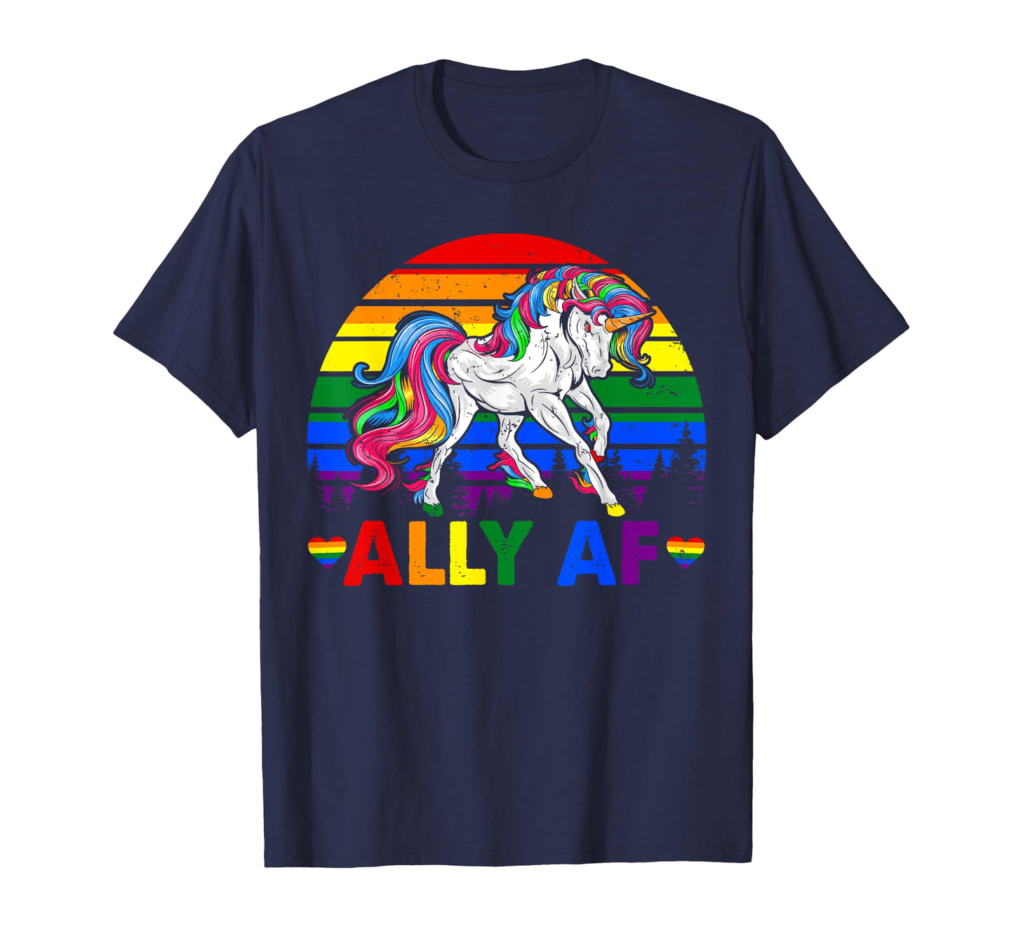 Ally AF Pride LGBT Flag Unicorn Lover Matching Lesbian Gay T-Shirt