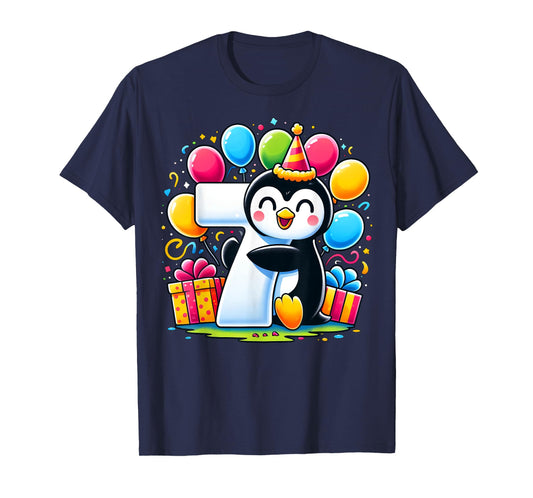 Kids Penguin Theme seventh Bday Party 7th Penguin Birthday T-Shirt