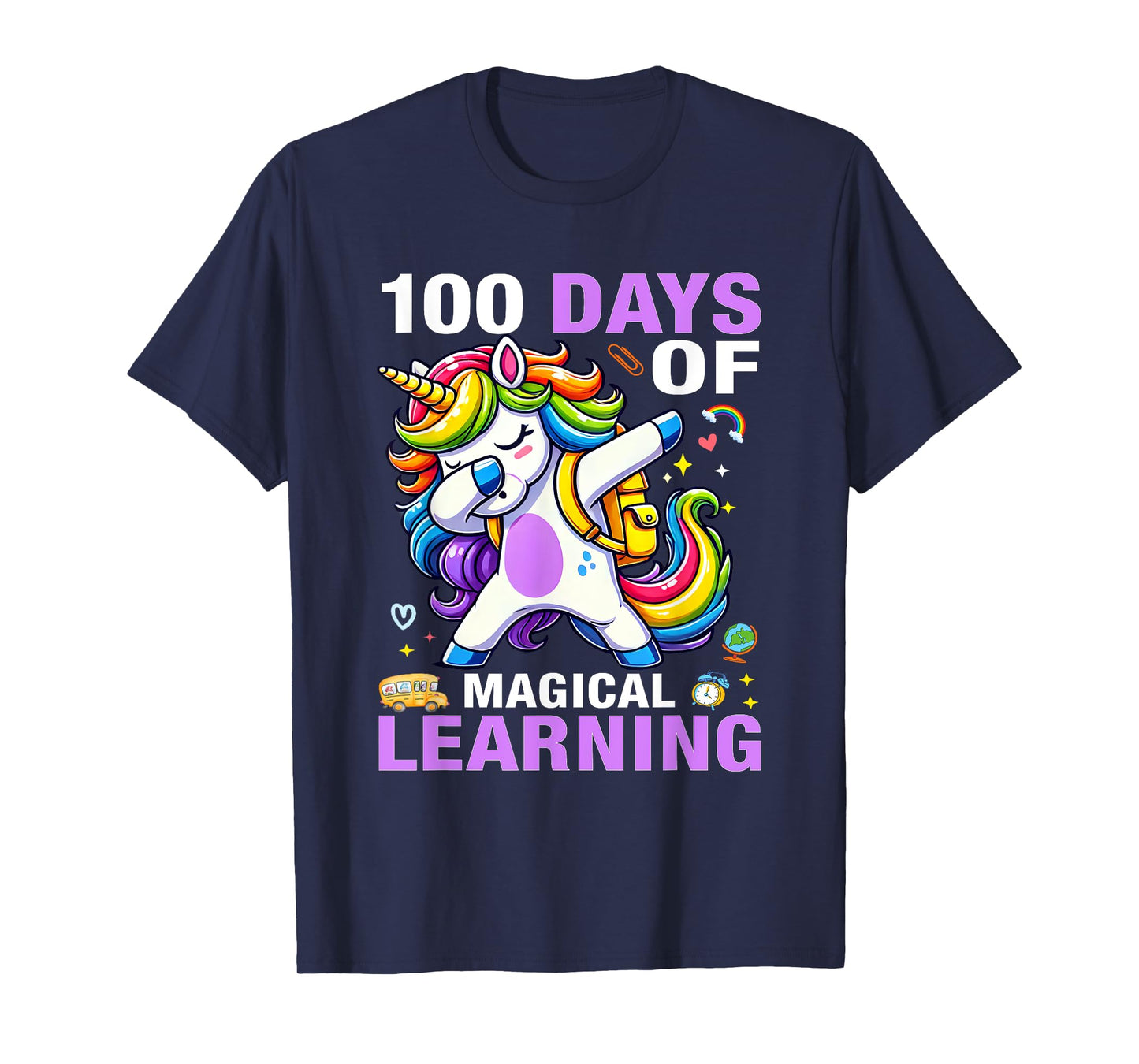 100 Days of Magical Learning Unicorn 100 Days Of School Girl T-Shirt