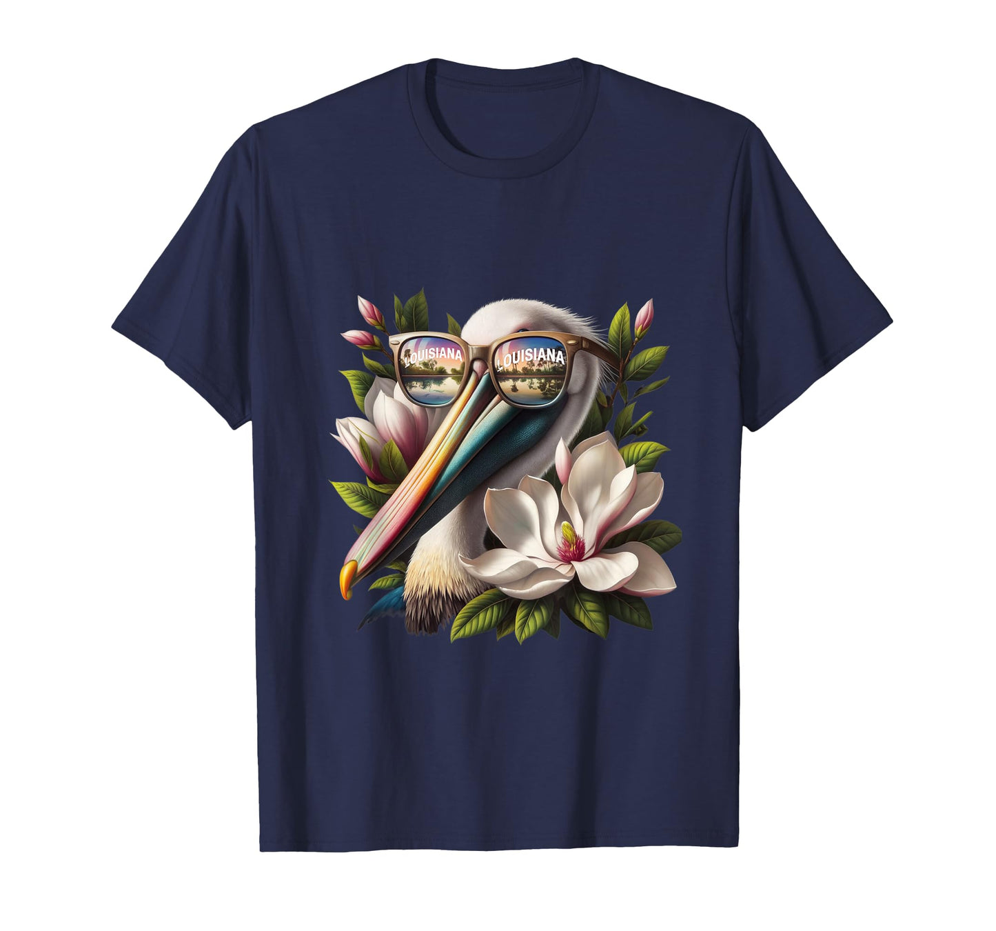 Louisiana Pelican Wearing Sunglasses State Bird Retro Art T-Shirt