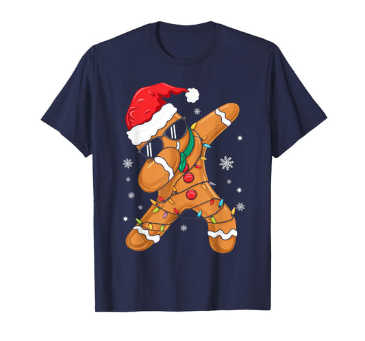 Dabbing Gingerbread Santa Christmas Family Matching Pajamas T-Shirt