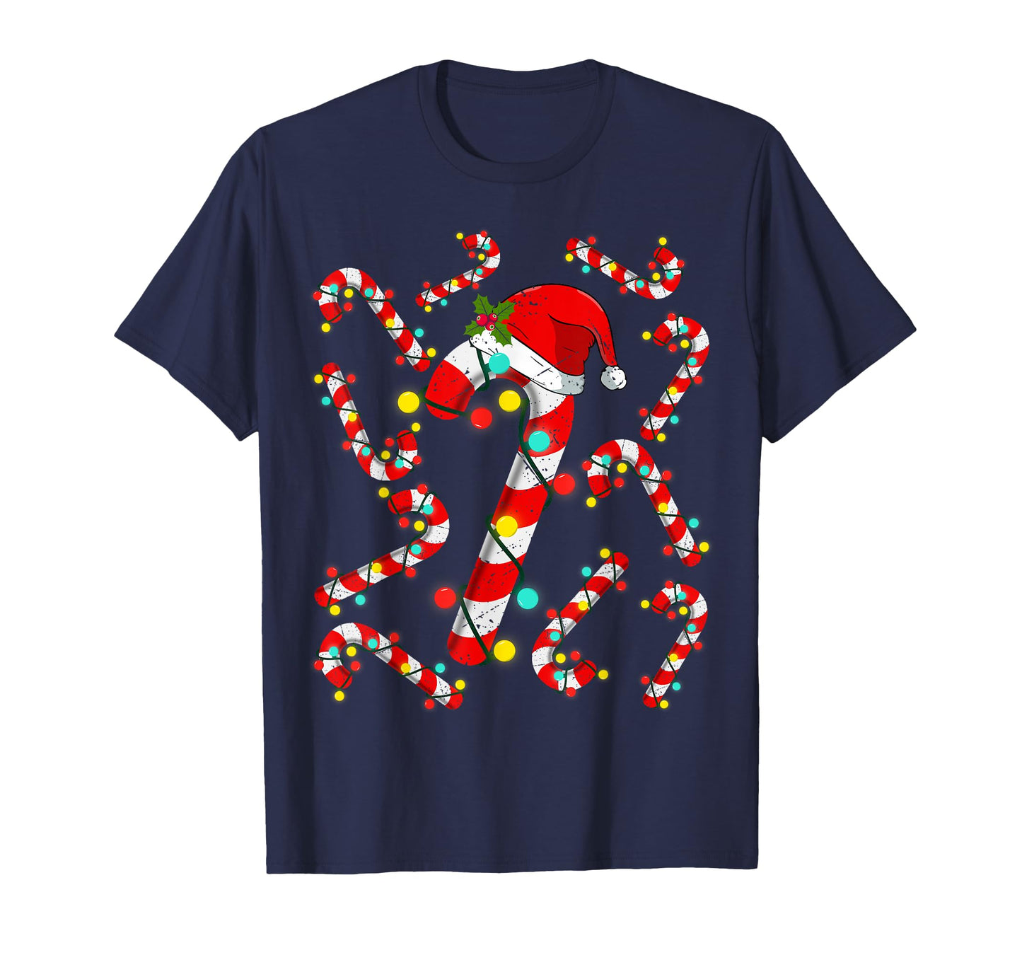 Christmas Candy Cane Santa Xmas Kids Toddler Youth Women Men T-Shirt