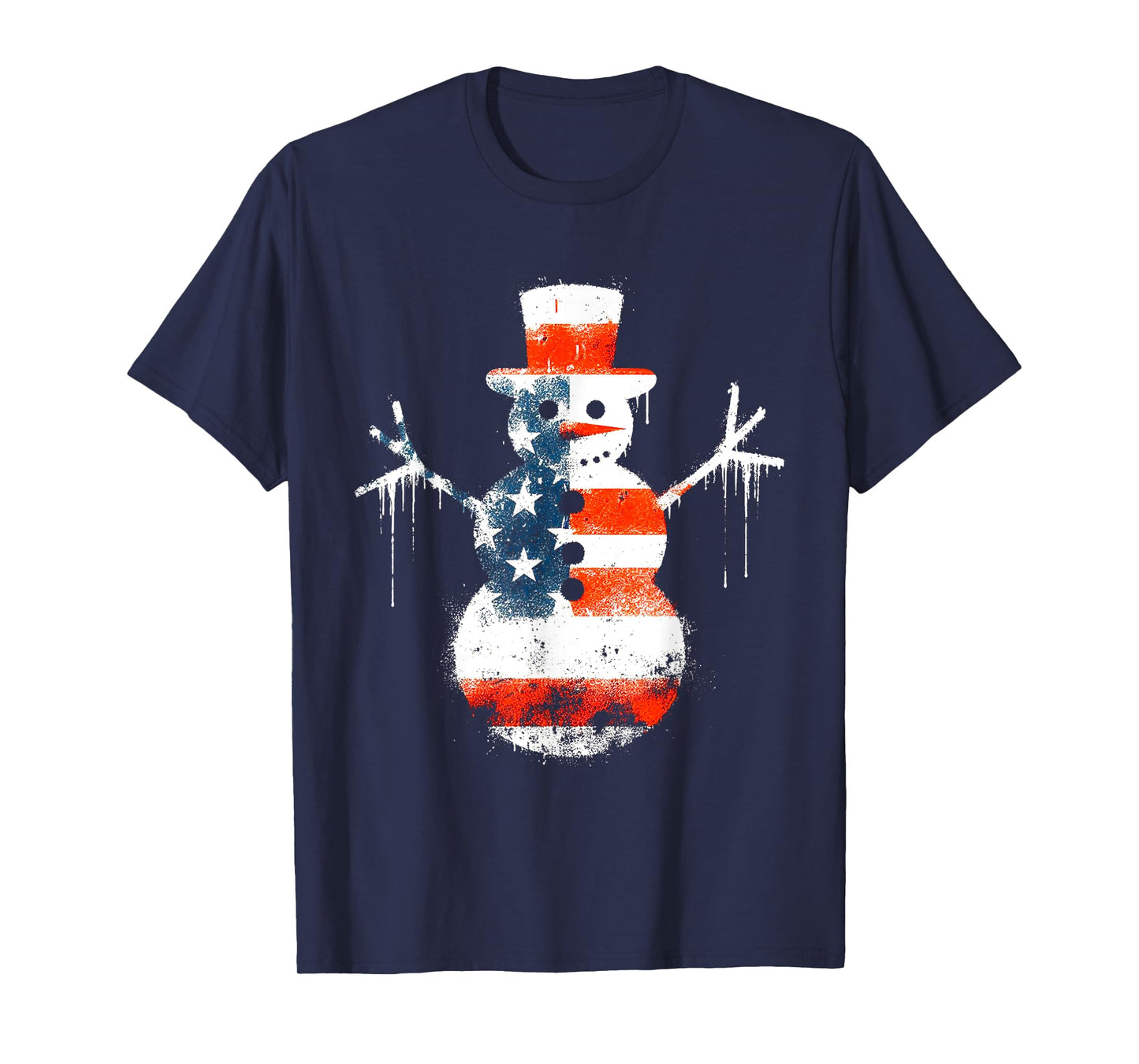 Snowman American Flag - Patriotic USA Snowman Xmas Lover T-Shirt