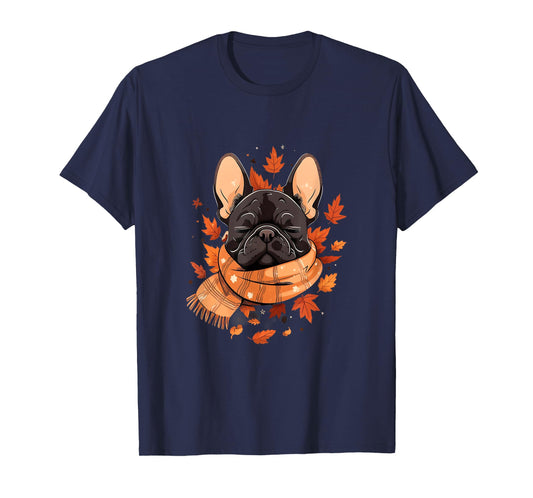 French Bulldog Fall Autumn Leaves Thanksgiving Frenchie Dog Men Women Girls Kids T-Shirt