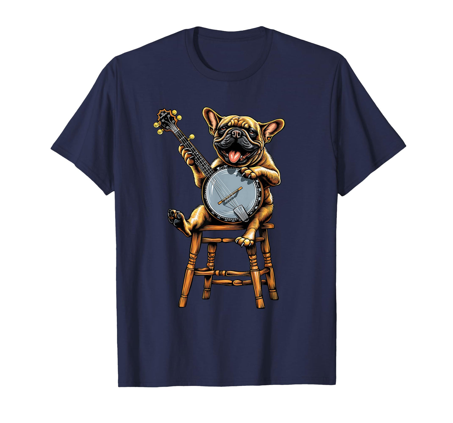 French Bulldog Frenchie Dog Bluegrass Banjo Player T-Shirt