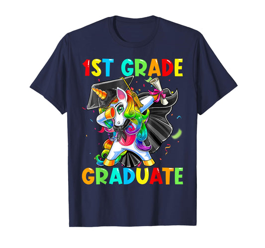 Dabbing Unicorn 1st Grade Graduation Cap Gown Gift Girls T-Shirt