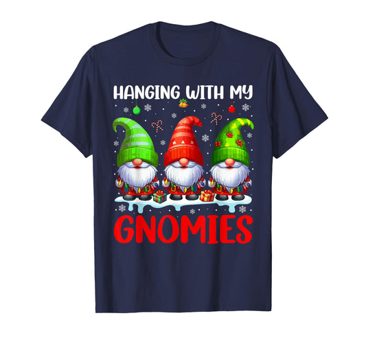Hanging With My Gnomies Christmas Colorful Three Gnomes T-Shirt