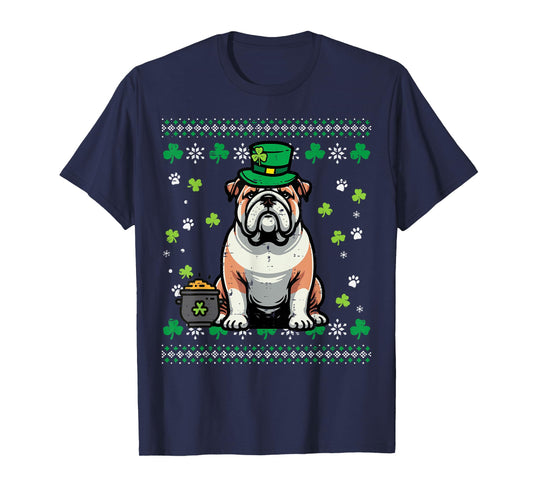 St Patricks Dog English Bulldog Saint Paddys Men Women Kids T-Shirt