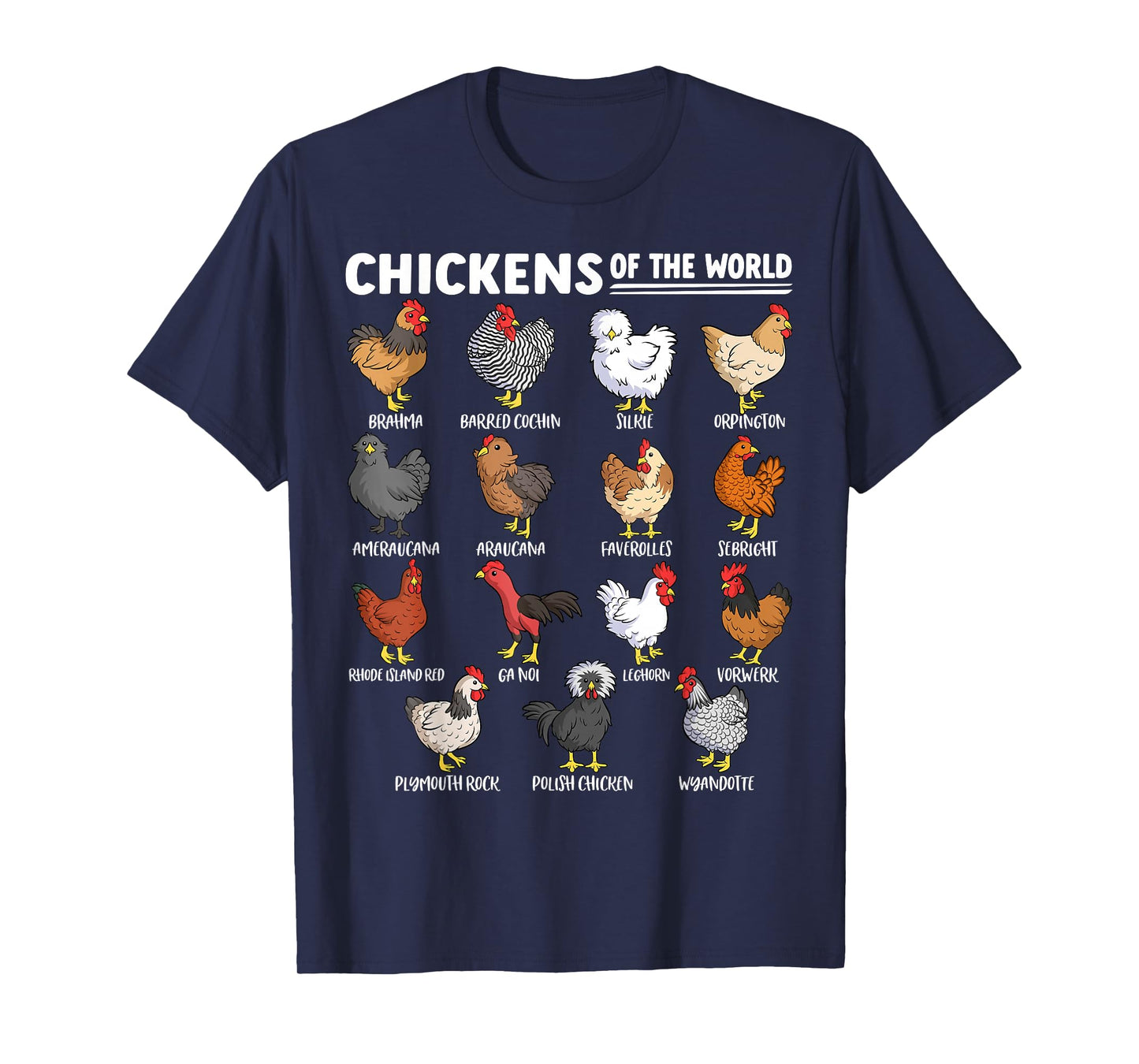 Chickens of The World Farm Animal Lover Educational Chicken T-Shirt