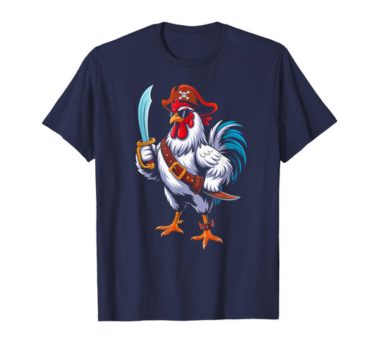 Chicken Halloween Costume Men Women Farmer Chicken Pirate T-Shirt
