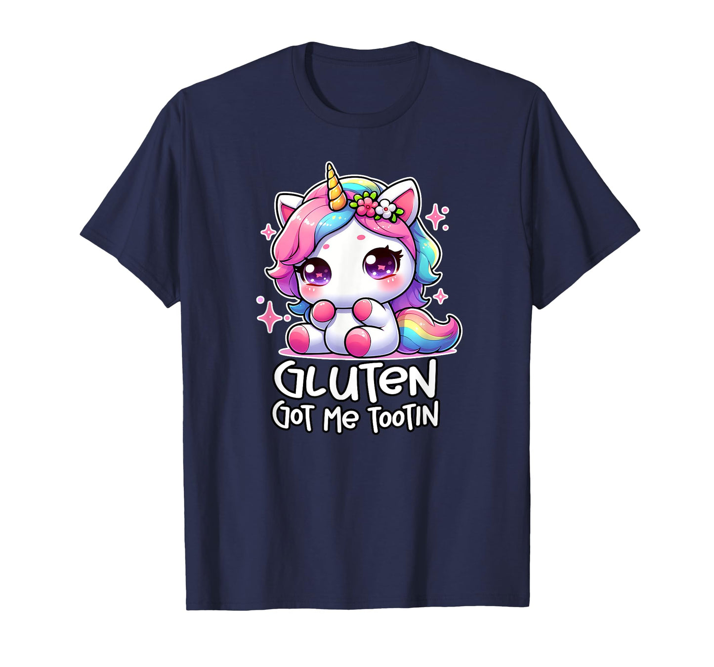 GLUTEN GOT ME TOOTIN celiac funny gluten free gifts unicorn T-Shirt