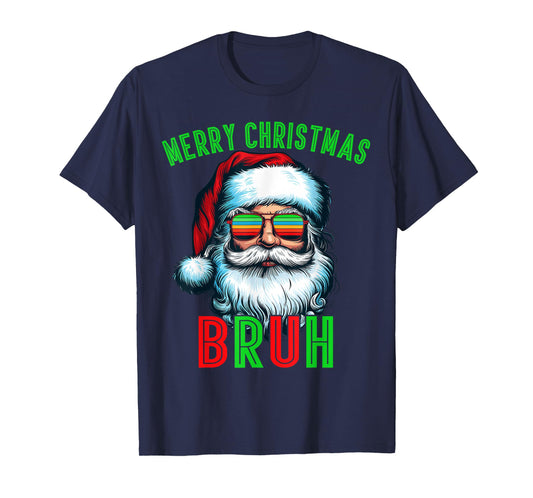 Retro Santa Christmas Bruh Pajama Family Meme Xmas T-Shirt