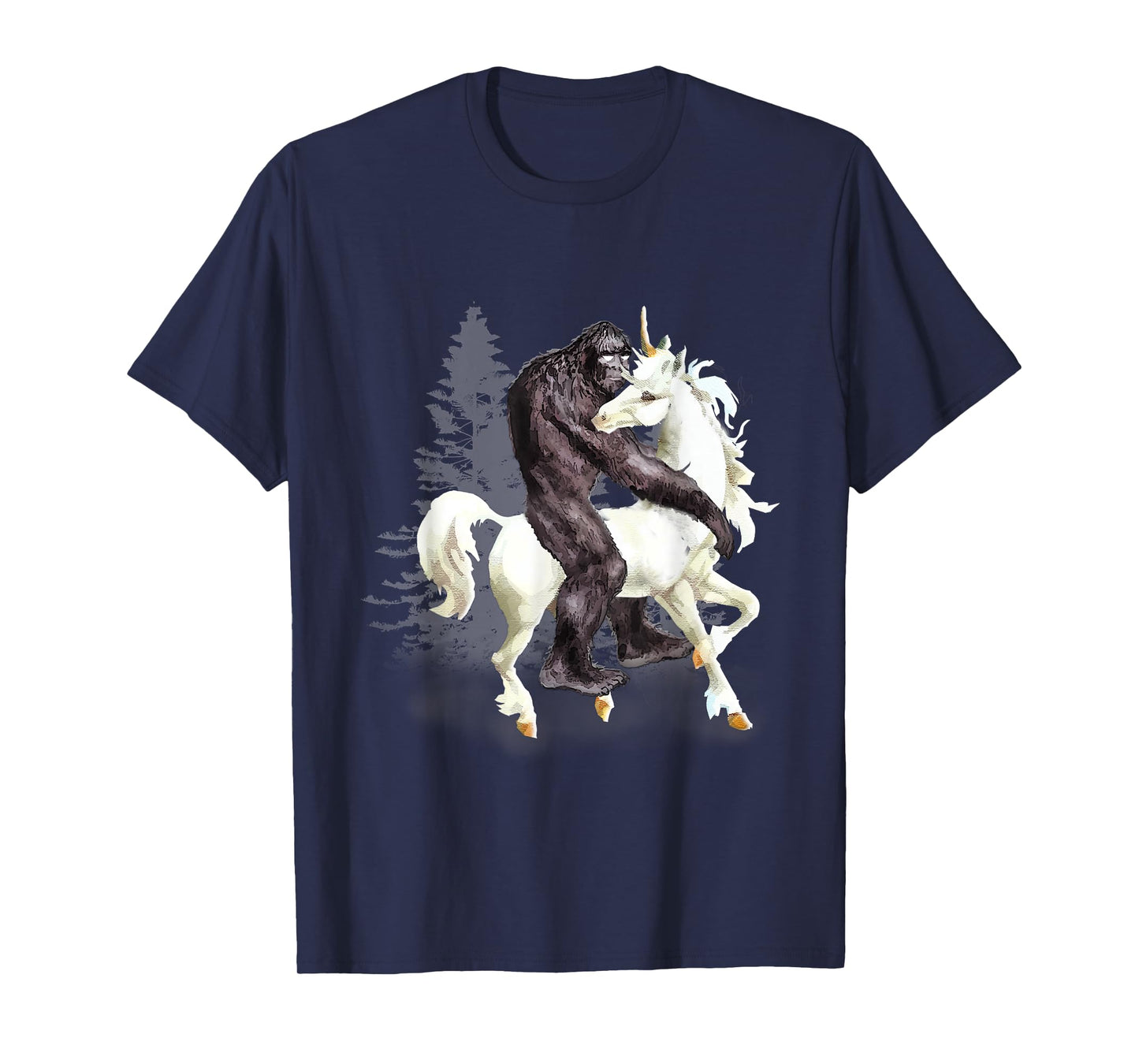Bigfoot Sasquatch Riding Unicorn Funny Cute Gift T-Shirt