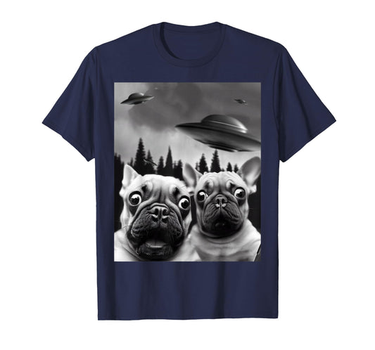 Funny Frenchie UFO Selfie T-Shirt