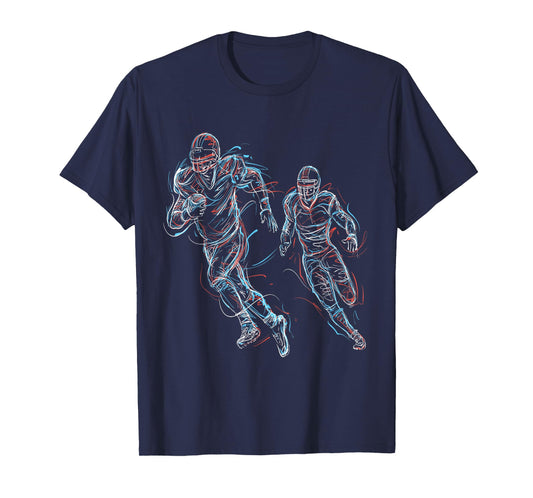 American Football Player Colourful Lines Design T-Shirt