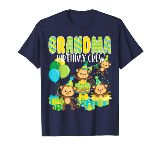 Birthday Party Monkey Grandma Birthday Crew Family Matching T-Shirt