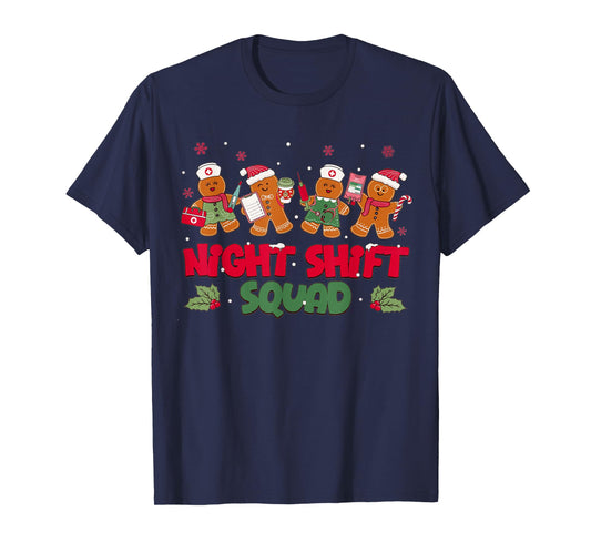 Nurse Christmas Night Shift Squad Gingerbread RN ER ED T-Shirt