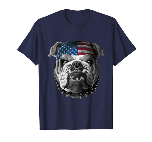 American Bulldog American Flag USA T-Shirt