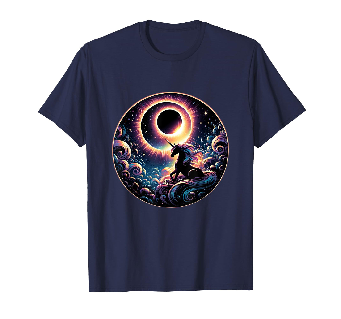 Total Solar Eclipse Apirl 08 2024 With Unicorn Graphic T-Shirt