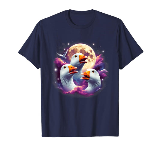 Three Geese Moon Funny Goose Howling At The Moon Parody T-Shirt