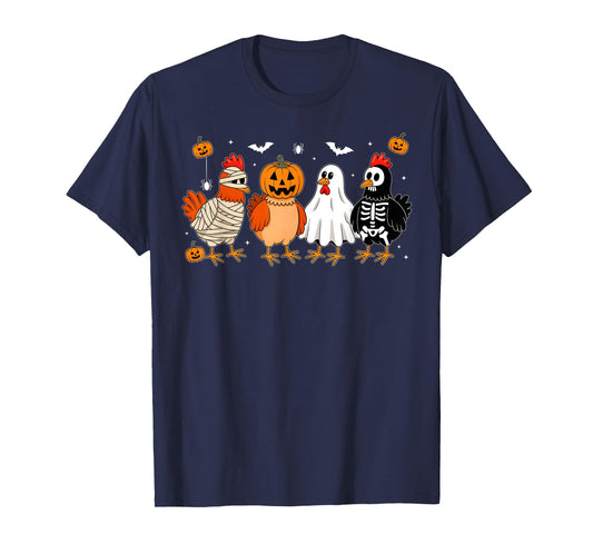 Mummy Chicken Skeleton Ghost Pumpkin Halloween Chicken Lover T-Shirt