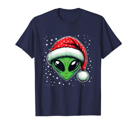 Christmas Alien Santa Hat Xmas Funny Alien Men Women T-Shirt